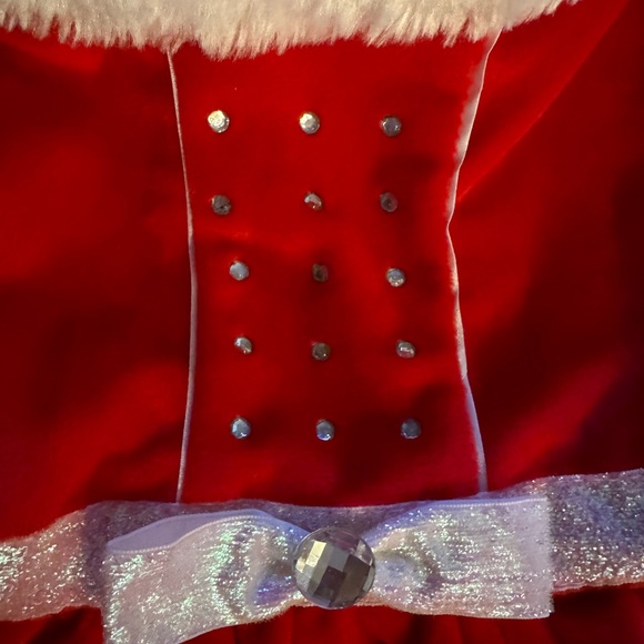 NWT Dog Costume Christmas Mrs. Claus Red White Rhinestones Bling Size Medium - Picture 2 of 7